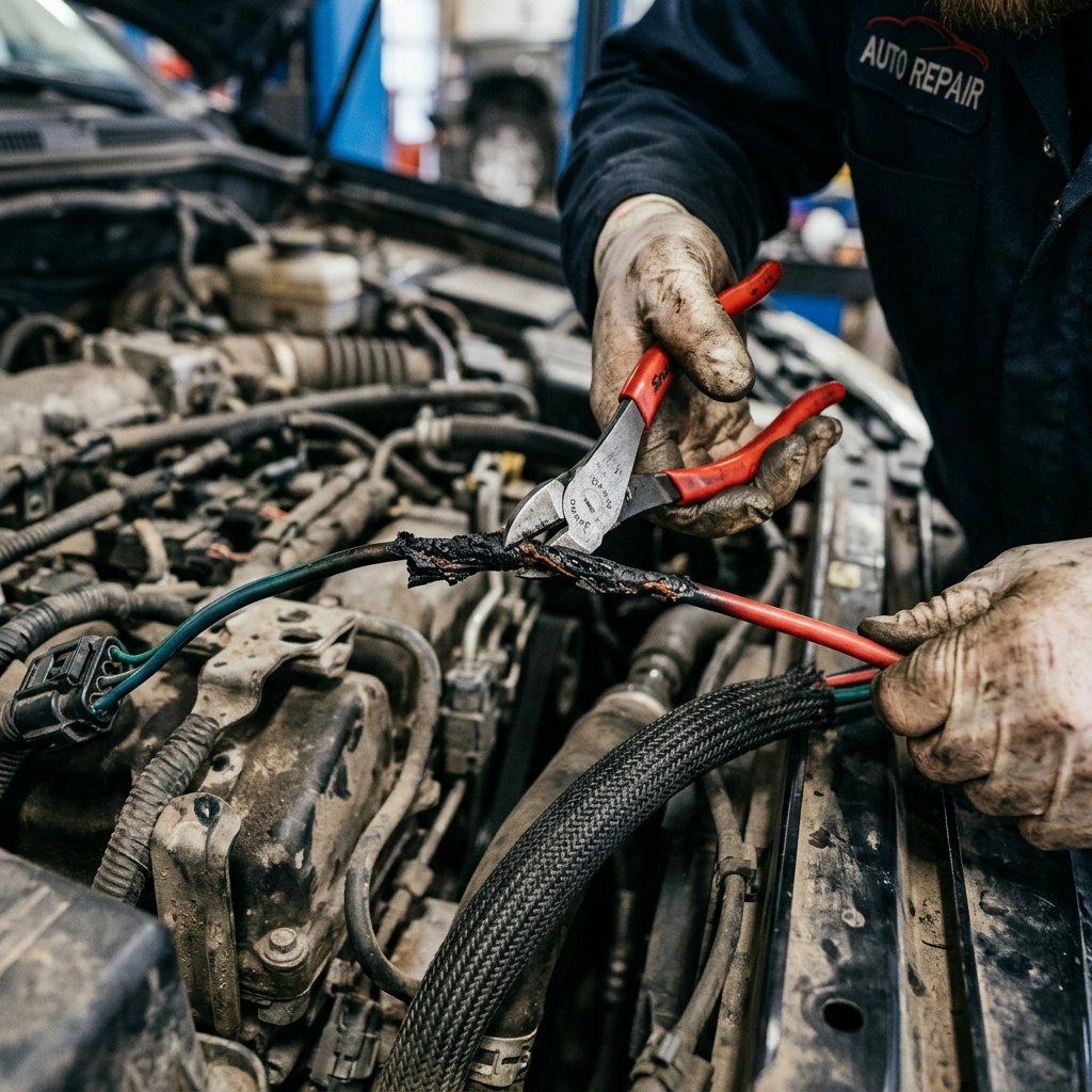 How to safely repair a burnt wire in an automotive harness - main illustration